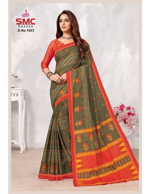 Smc Parvathi Casual Daily Wear Cotton Printed Latest Saree Collection
